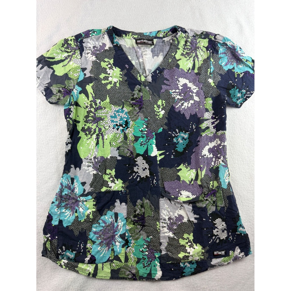 Greys‎ Anatomy Floral Print Scrub Top Professional Wear Medical Uniform